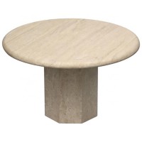 Home deco natural stone furniture round travertine dining table with hexagon base