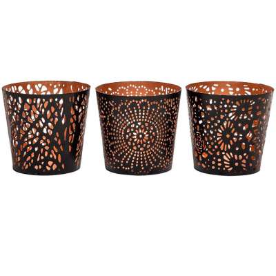 3 Uniquely Crafted Metal Votive & Tealight Candle Holders