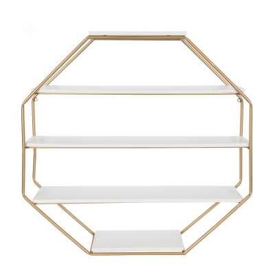 2019 Unique Modern Quartz Pure White Quartz  Floating Shelf with Gold Metal