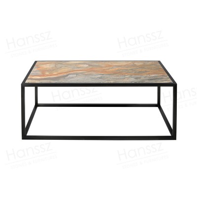 Living Room Rectangular Polished Fusion Marble Coffee Table