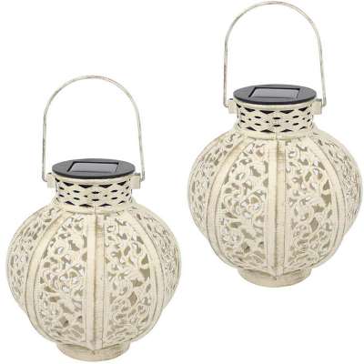 Hanssz Hanging Solar Lights Outdoor Solar Lights Retro Hanging Solar Lantern with Handle