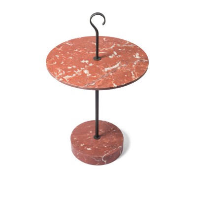 Round natural stone marble coffee side table red marble tabletops with an iron frame legs decorative living room piece