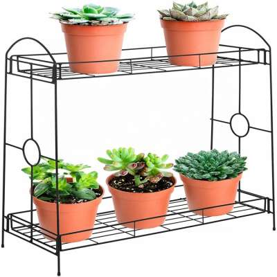 Best Choice Products Indoor Outdoor Metal Multi Tier Plant Stand, Decorative Flower Pot Holder Display Shelf Tray for Home, Back