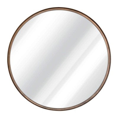 Metal Wall Mirror Brushed Framed Round Mirror Wall Mounted Home Mirrors Decor for Bathroom